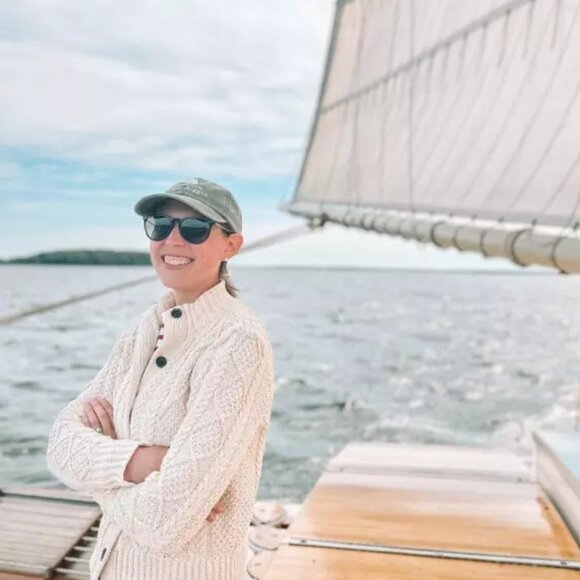 L.L. Bean Signature Cotton Fisherman Sweater Short Cardigan Beige Women Reg (S) - Picture 7 of 8